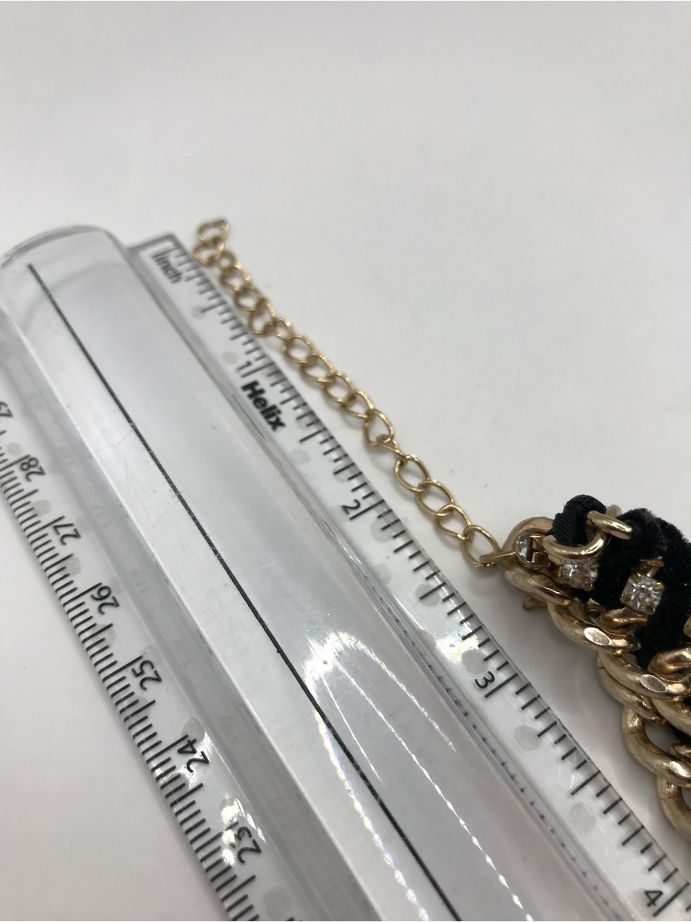 Gold-Tone, Black Suede & Rhinestone Collar Necklace - Picture 7 of 8